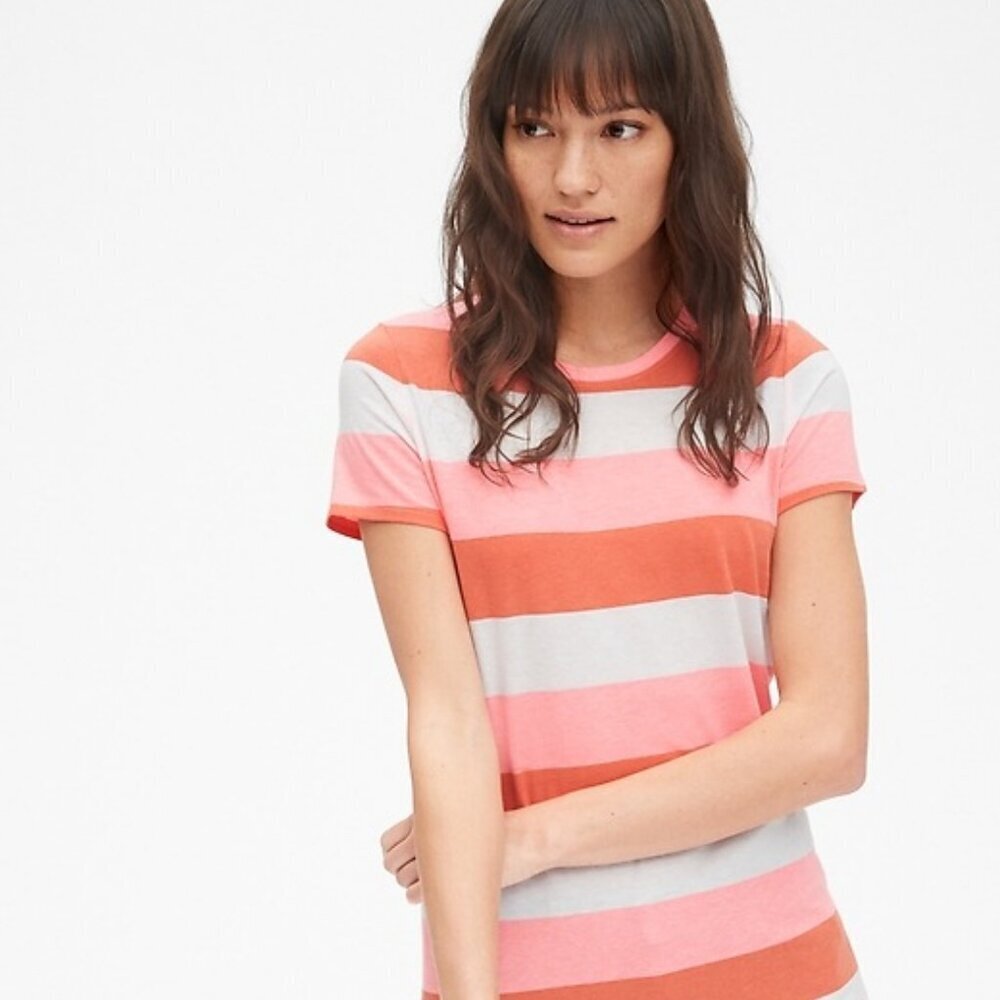 ✨ 3/$20✨ Gap Coral Striped T Shirt Women's XS Tee